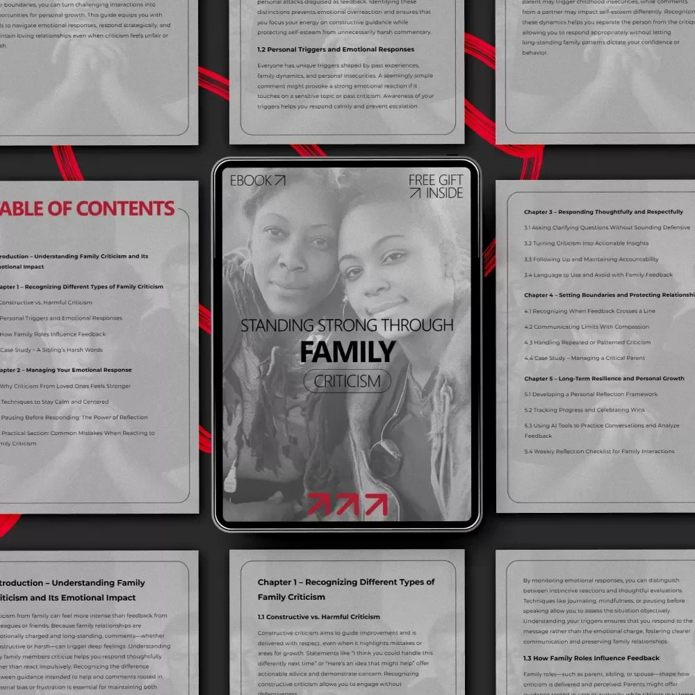 Standing Strong Through Family Criticism – Ebook Guide on how to respond to criticism from family, Boundaries, Emotional Resilience & Calm Communication