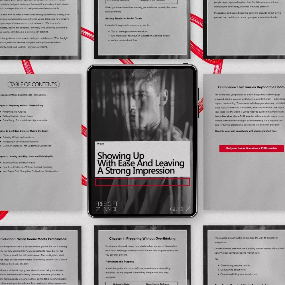 Showing Up With Ease and Leaving a Strong Impression – A Professional Confidence Guide for Work Happy Hours, Networking Events & Social Work Settings