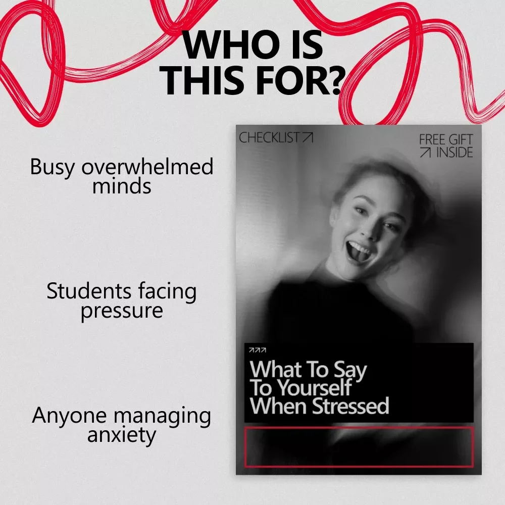 What to Say to Yourself When Stressed – Printable Stress Relief Checklist, Calm Self-Talk Guide for Overwhelm & Anxiety