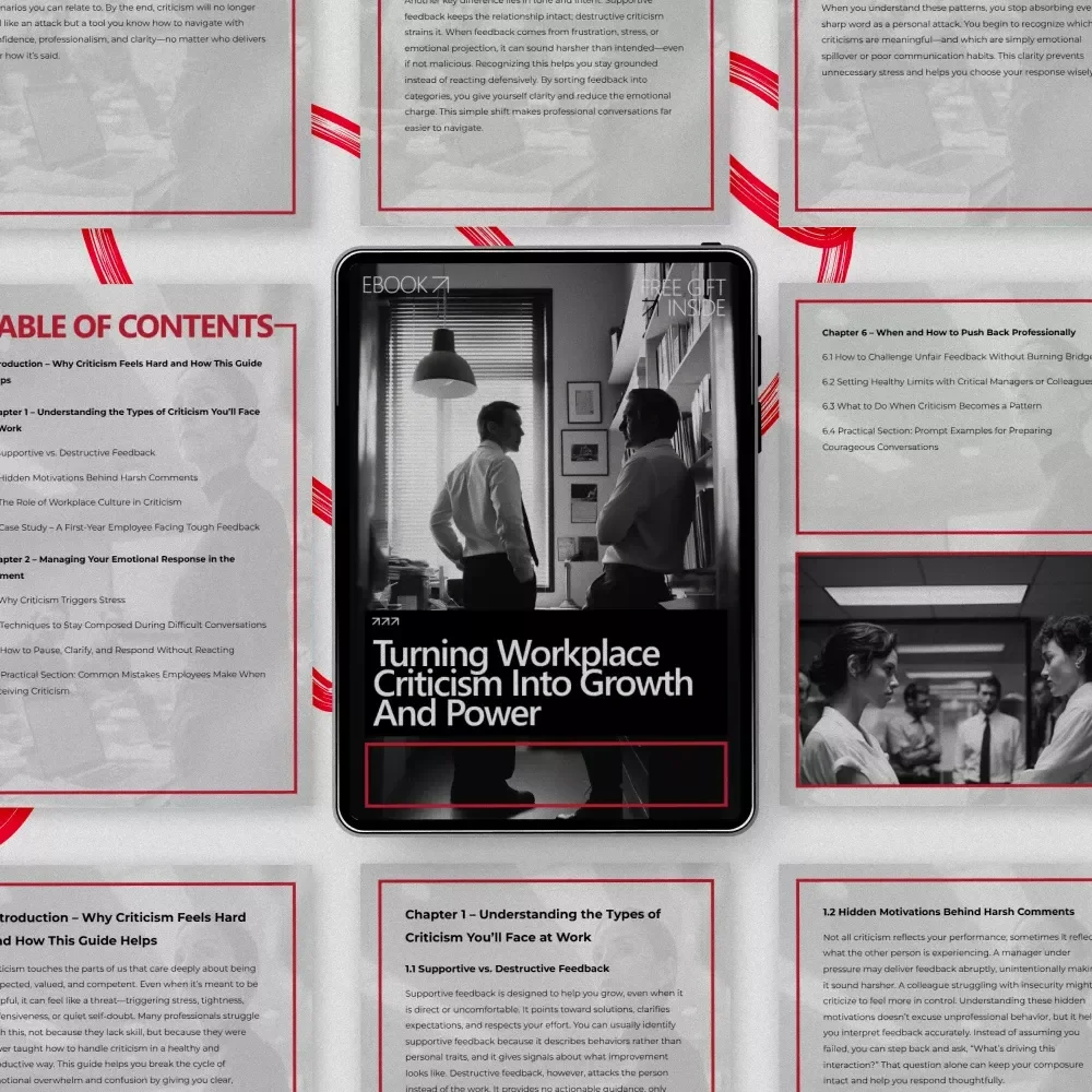 Turning Workplace Criticism into Growth and Power – Practical eBook Guide on How to Handle Criticism at Work with Confidence