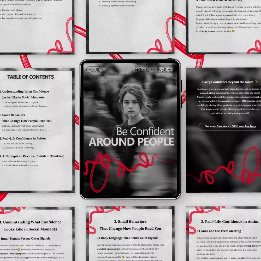 Be Confident Around People – Practical Guide on How to Act Confident Around People, Social Confidence Skills, Body Language Tips, Real-Life Examples, and AI Prompts for Everyday Situations