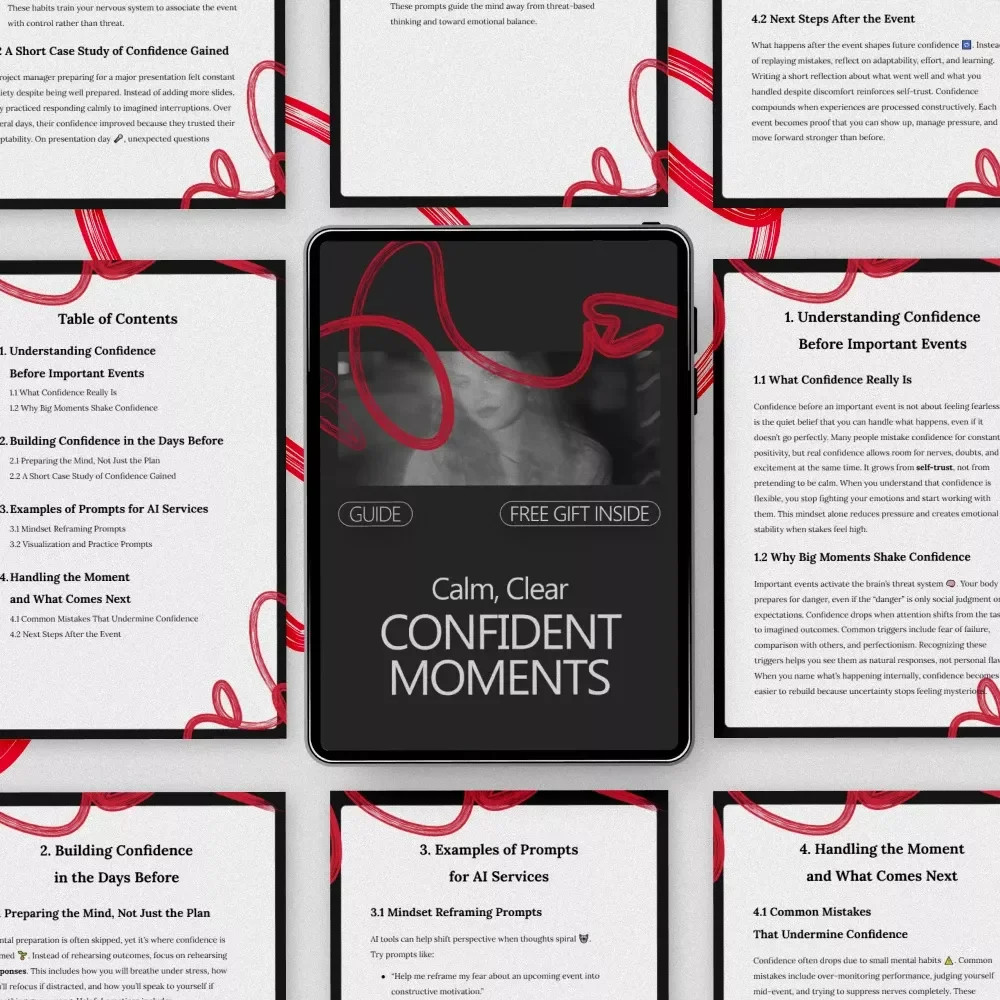 Calm, Clear, Confident Moments – A Practical Guide on how to feel confident before important events | Digital Download