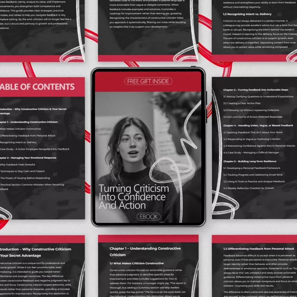 Turning Criticism into Confidence and Action – Practical eBook Guide on how to take constructive criticism for Career Growth, Workplace Feedback & Personal Development