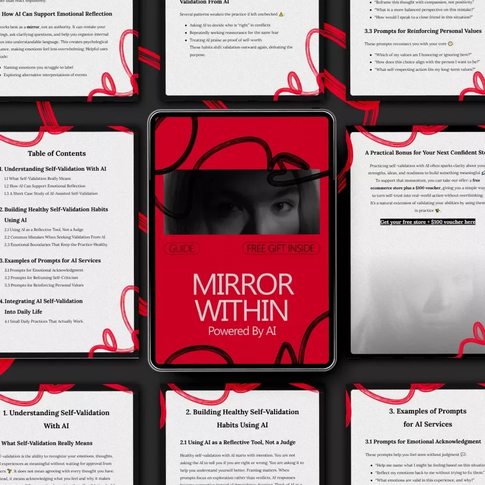 Mirror Within, Powered by AI – A Practical Guide on How to Practice Self Validation with AI, Emotional Reflection, Self-Trust & Healthy AI Support