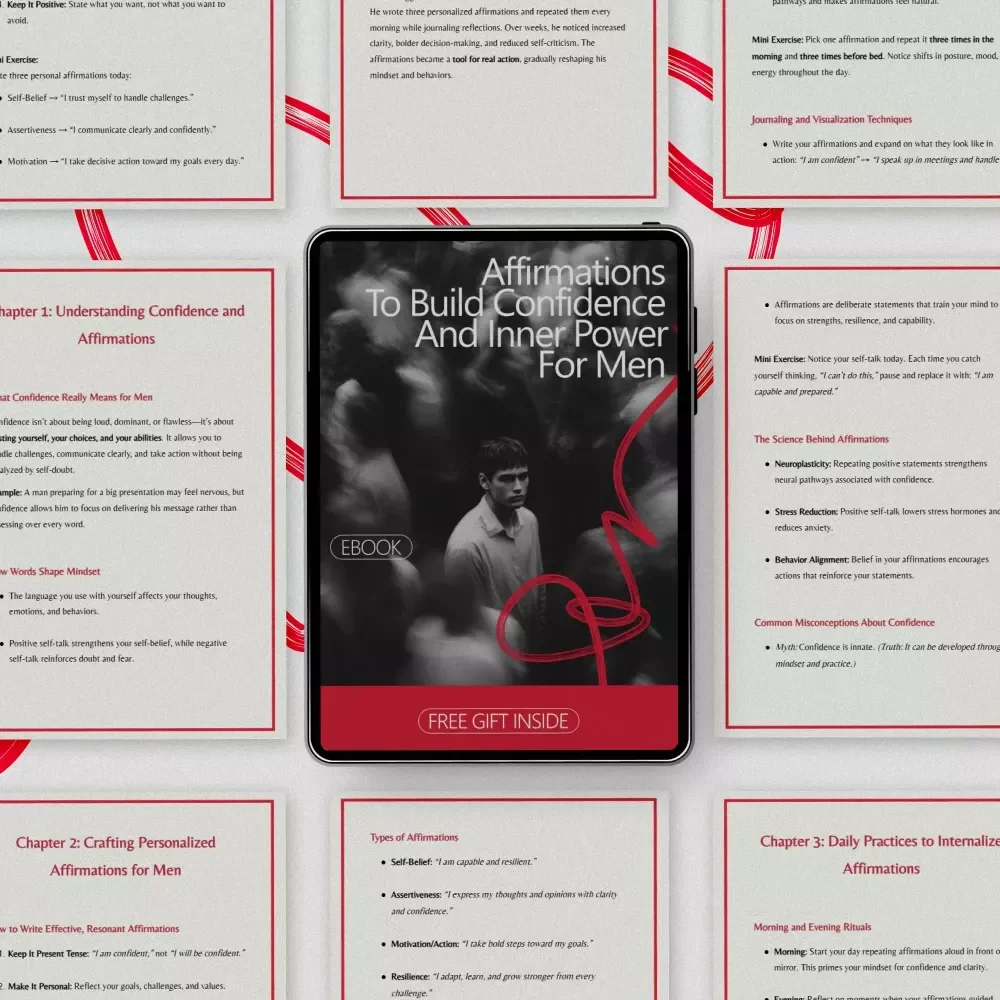Affirmations to Build Confidence and Inner Power for Men | Confidence Mindset Guide, Self-Belief Workbook, affirmations for men's confidence eBook
