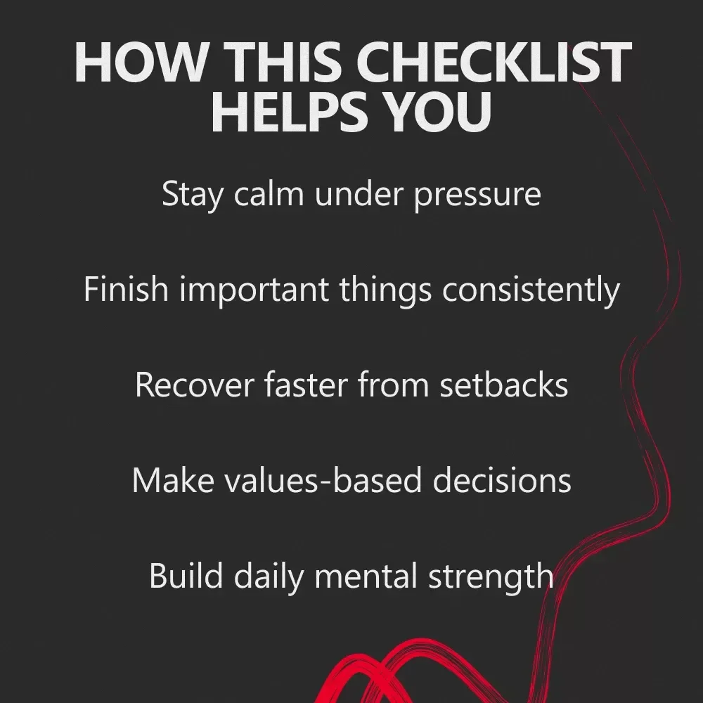 Mental Strength Checklist – Signs of Mental Strength Guide for Resilience, Focus, Emotional Control & Confident Decision-Making | Printable & Digital Download