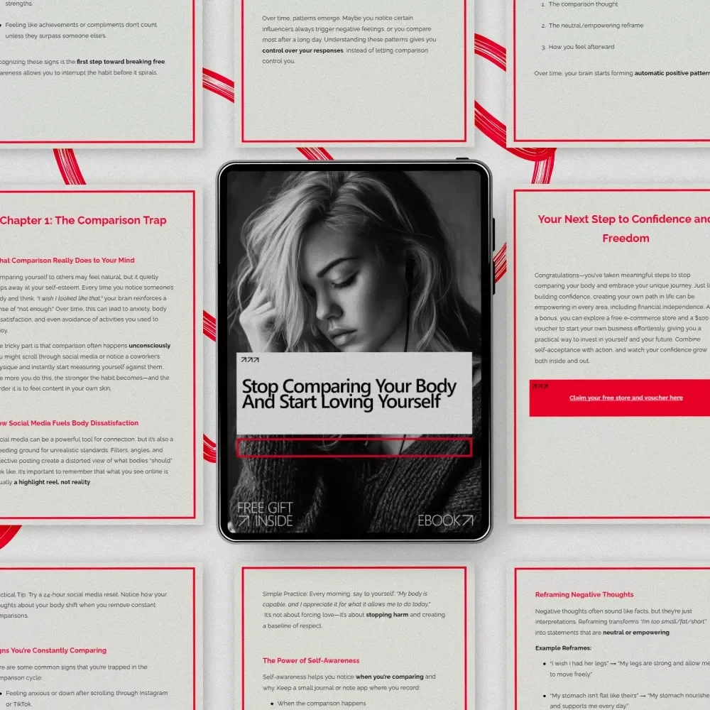 Stop Comparing Your Body and Start Loving Yourself – Body Confidence eBook Guide for Women | Learn how to stop comparing your body to others, Build Self-Love, and Boost Mental Wellness
