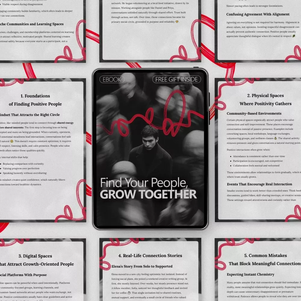 Find Your People, Grow Together – Ebook Guide on where to meet like minded positive people, Build Meaningful Connections & Supportive Communities