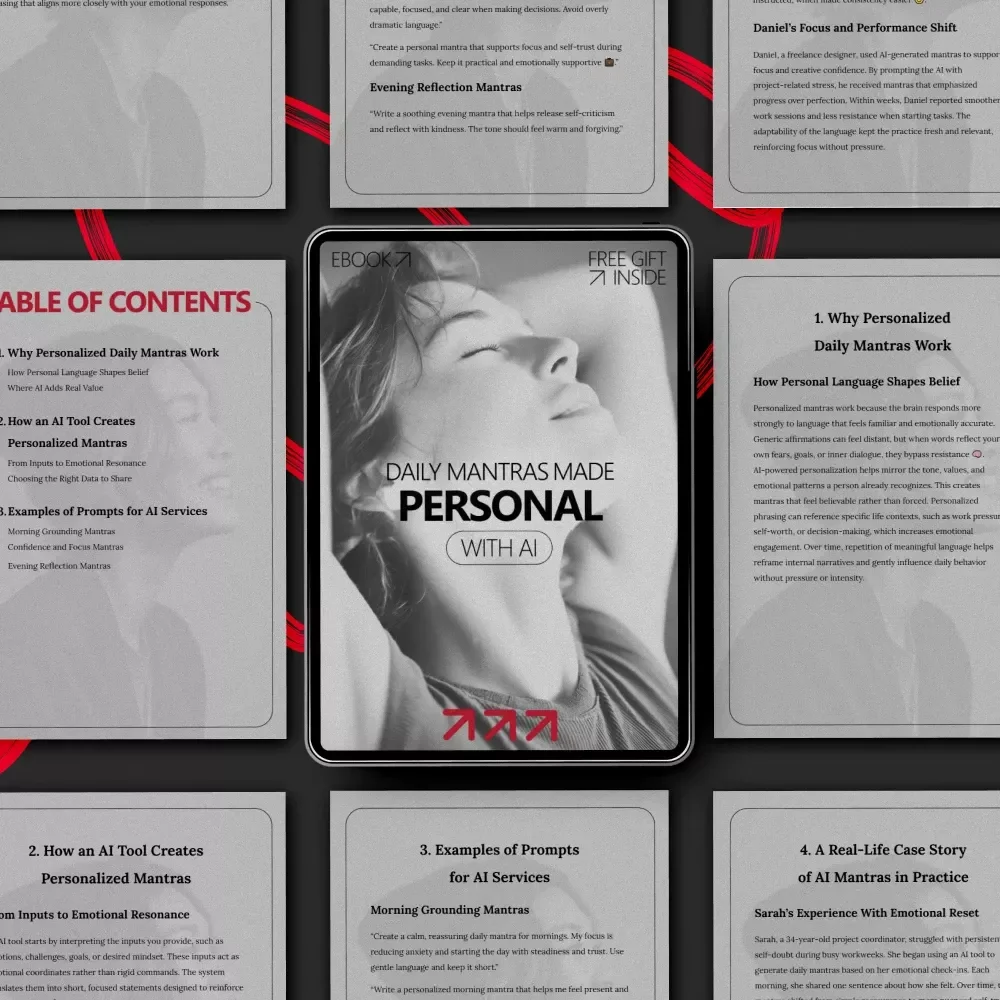 Daily Mantras Made Personal With AI | Ebook Guide | AI Tool for Creating Personalized Daily Mantras | Mindset, Affirmations, Self Growth Download