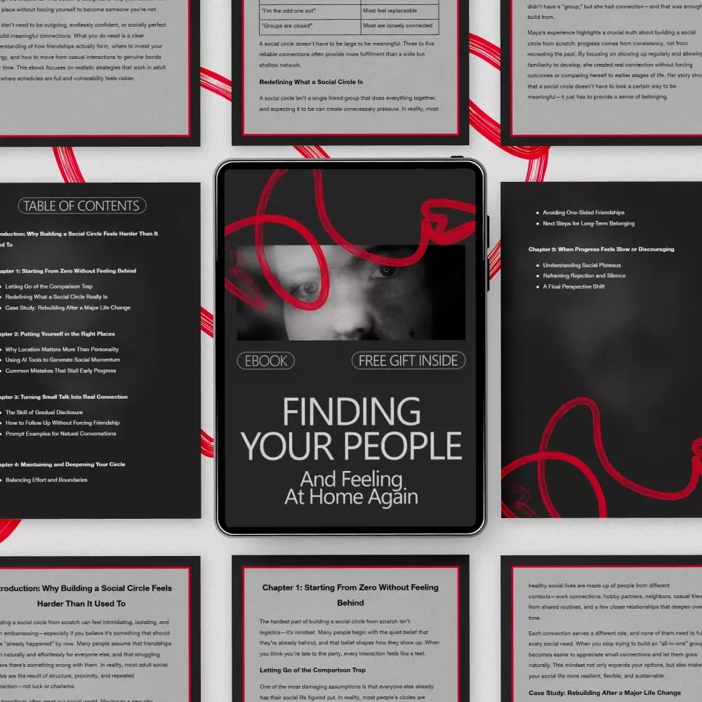 Finding Your People and Feeling at Home Again – A Practical Guide on How to Build a Social Circle from Scratch | Digital eBook for Connection & Belonging