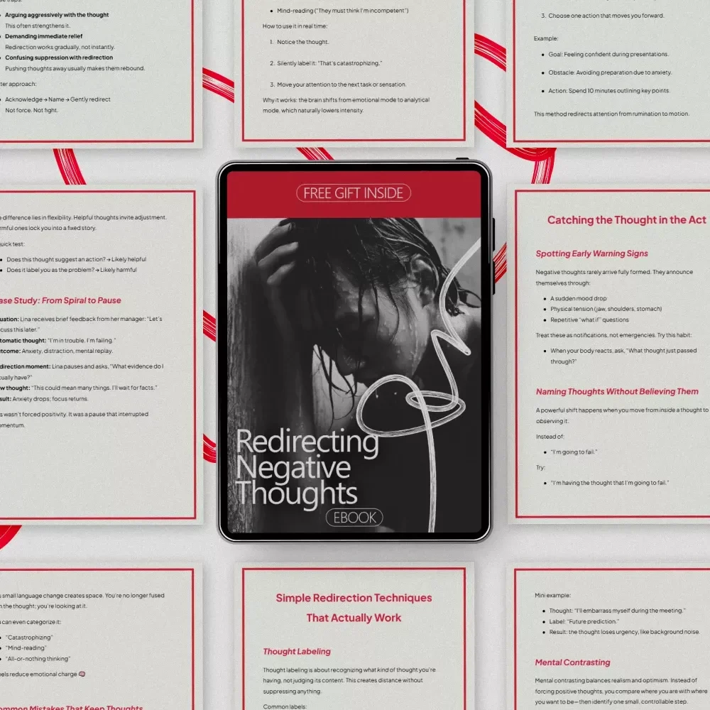 Redirecting Negative Thoughts | Ebook Guide on How to Redirect Negative Thoughts for Mental Clarity, Overthinking Relief & Daily Mindset Reset