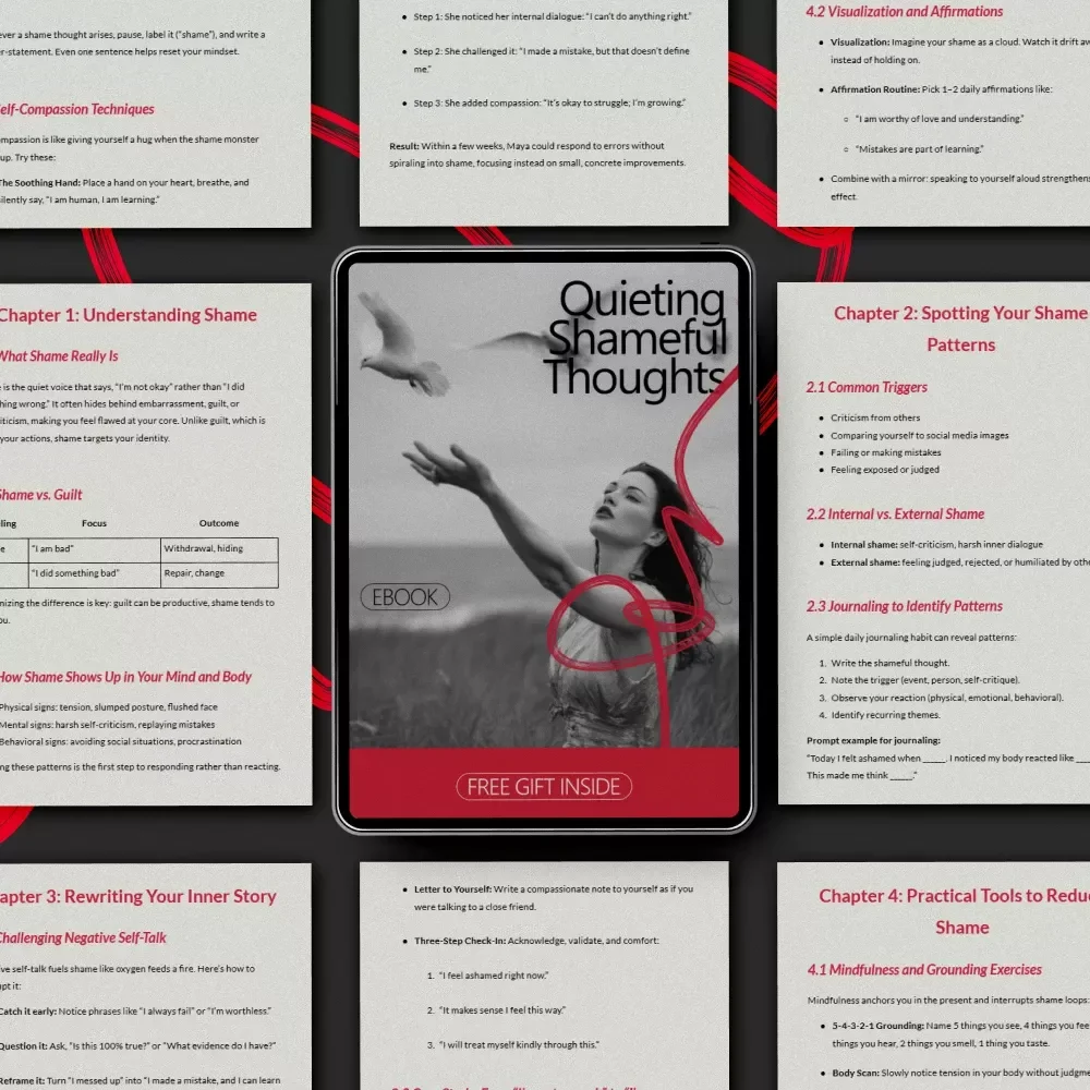 Quieting Shameful Thoughts – A Gentle eBook Guide on how to reduce shame thoughts, Build Self-Compassion, and Rewrite Negative Self-Talk
