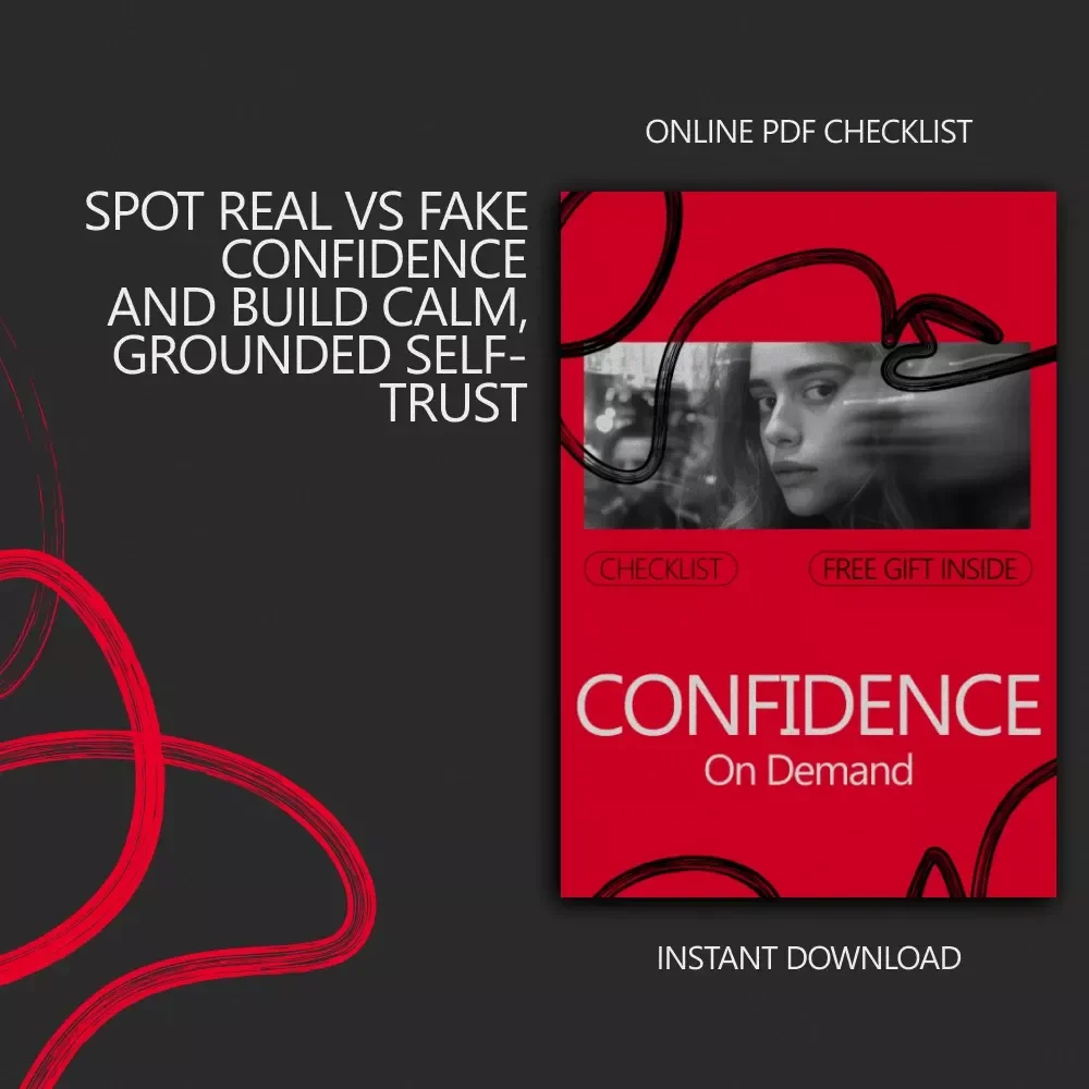Real Confidence Check – Real vs Fake Confidence Checklist for Self-Awareness, Calm Communication & Grounded Personal Growth (Instant Digital Download)
