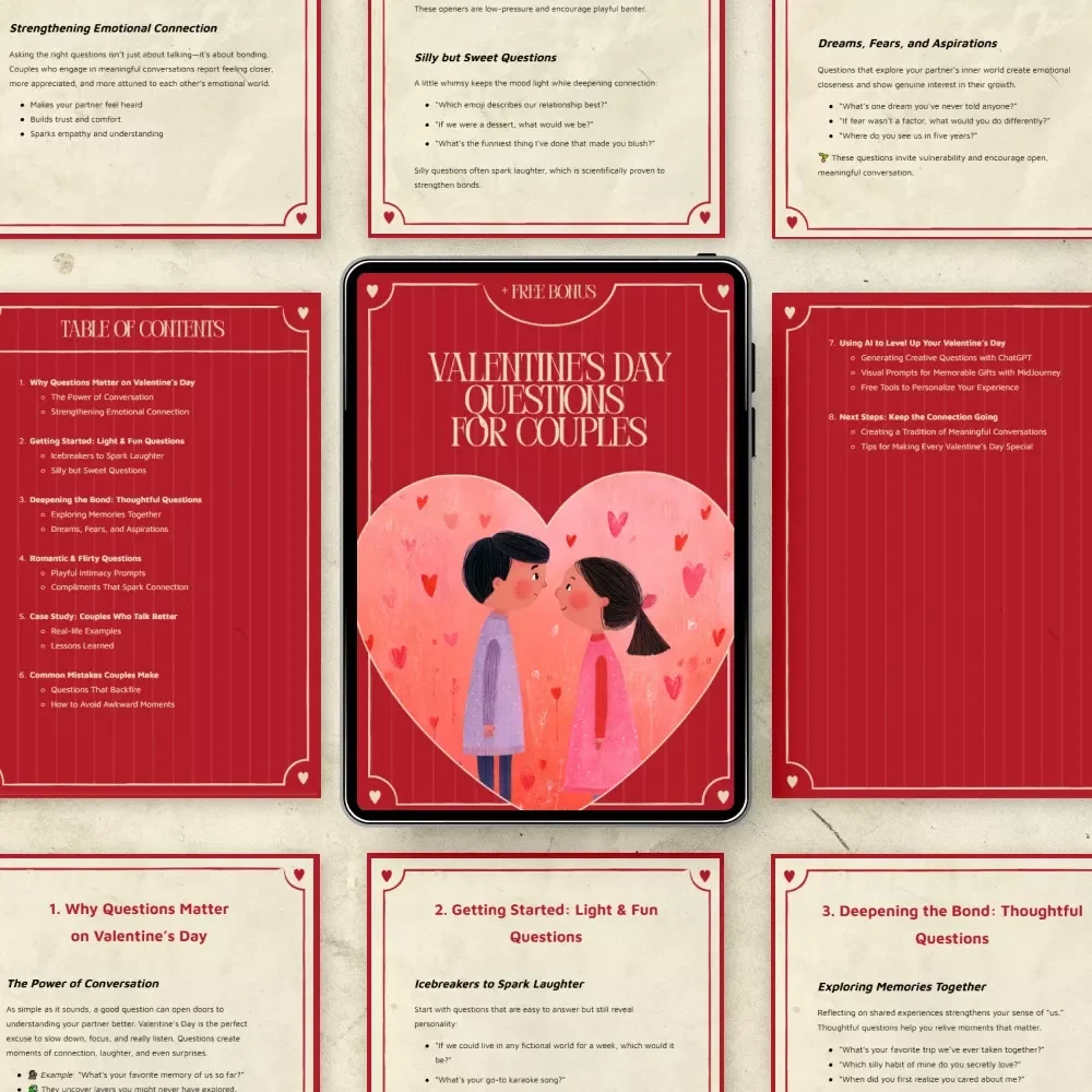 Valentine’s Day Questions – Valentine’s Day Questions for Couples | Deep Conversation Starters, Romantic Prompts & Connection-Building eBook