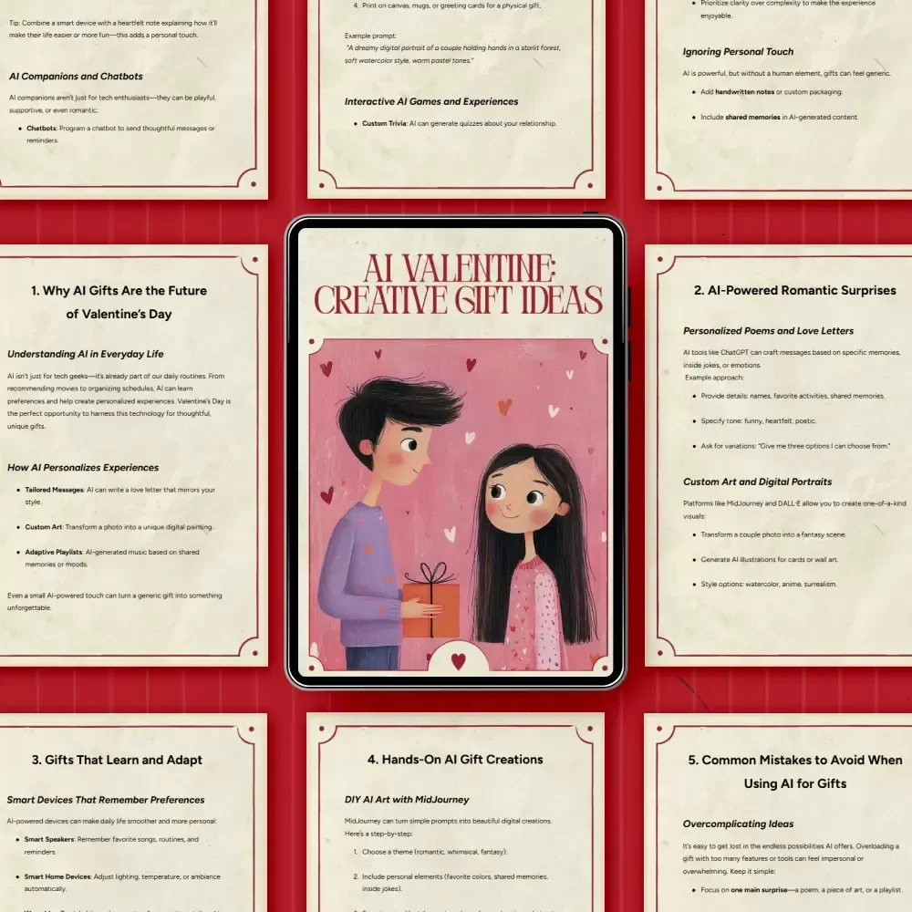 AI Valentine: Creative Gift Ideas – Romantic AI eBook Guide | Unique ai gift ideas for valentine’s day | Personalized Poems, Art & Smart Surprises