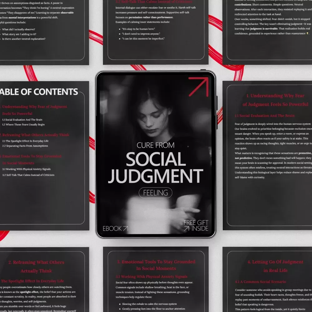 Cure From Social Judgment Feeling – eBook Guide for Overcoming Fear of Judgment in Social Situations, Build Calm Confidence, Reduce Social Anxiety, Digital Download