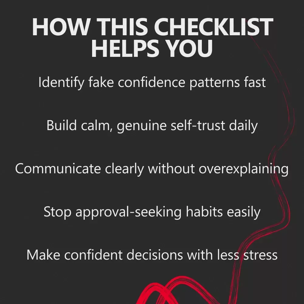 Real Confidence Check – Real vs Fake Confidence Checklist for Self-Awareness, Calm Communication & Grounded Personal Growth (Instant Digital Download)