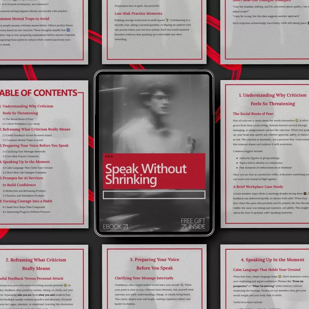 Speak Without Shrinking: A Practical eBook on how to speak up without fear of criticism, Build Confidence at Work & in Life