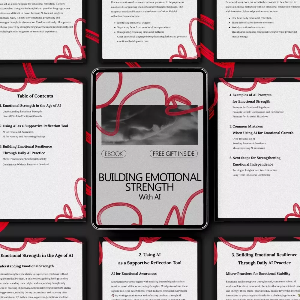 Building Emotional Strength With AI | eBook Guide on how to build emotional strength with ai for Self-Growth, Emotional Resilience & Daily Reflection