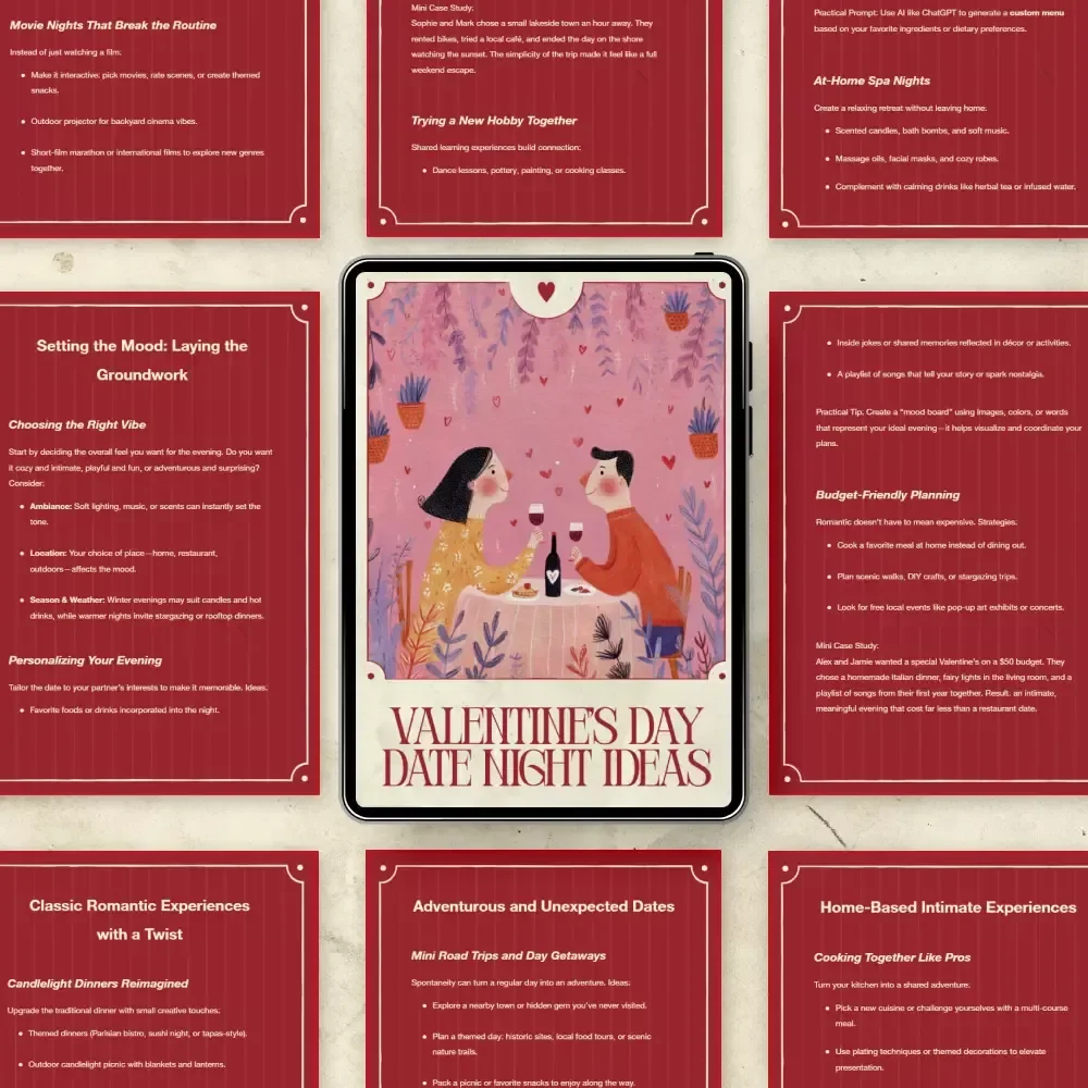 Valentine’s Day Date Night Ideas | Romantic & Creative Date Guide Ebook | Ultimate valentine’s day date night ideas for Couples