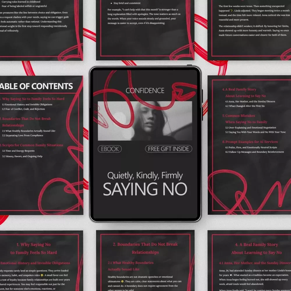 Quietly, Kindly, Firmly Saying No – Practical Ebook with Scripts for Saying No to Family, Gentle Boundaries, and Guilt-Free Communication