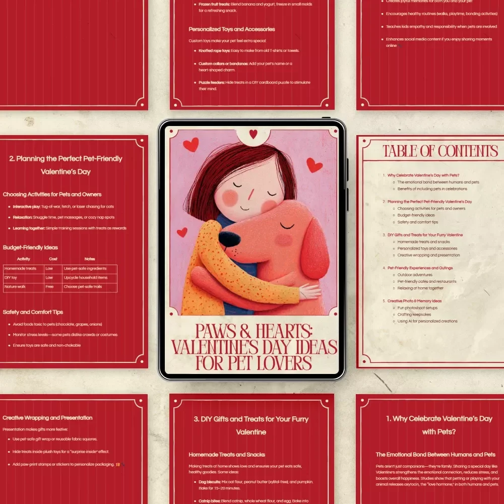 Paws & Hearts: Valentine’s Day Ideas for Pet Lovers – Pet Valentine Guide, Dog & Cat Gift Ideas, DIY Treats, Pet-Friendly Date Ideas, AI Prompts & Creative Activities