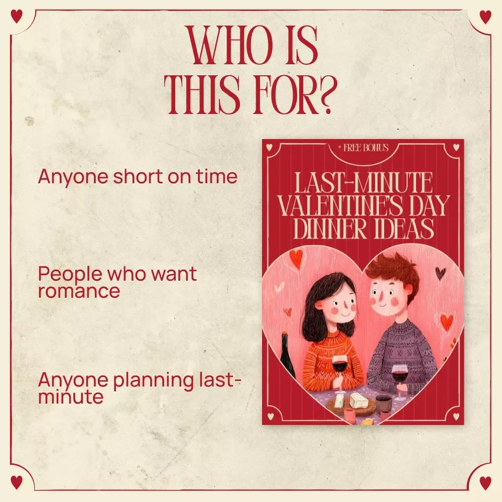 Last-Minute Valentine’s Day Dinner Ideas | Romantic Dinner eBook for Couples | Easy At-Home Date Night Guide