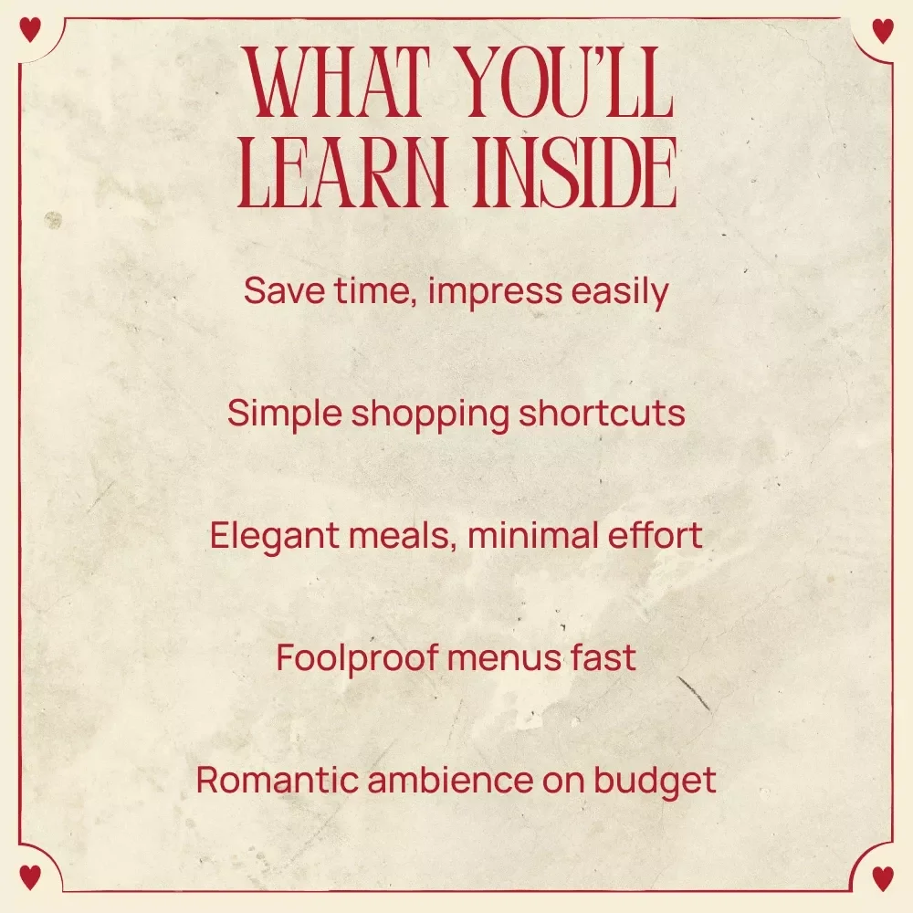 Last-Minute Valentine’s Day Dinner Ideas | Romantic Dinner eBook for Couples | Easy At-Home Date Night Guide