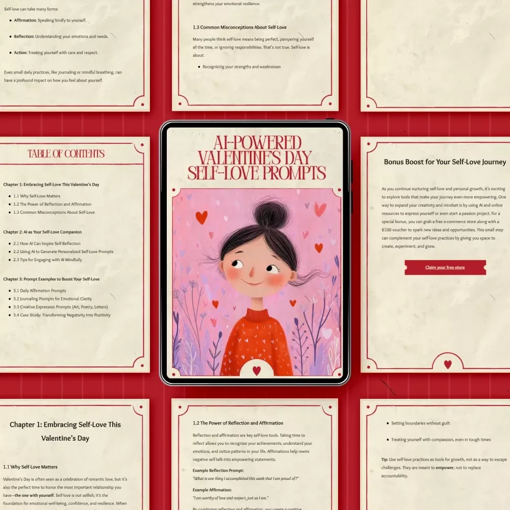 AI-Powered Valentine’s Day Self-Love Prompts – Guided Self-Care & Reflection Workbook | Digital Guide for Healing, Confidence & Mindfulness