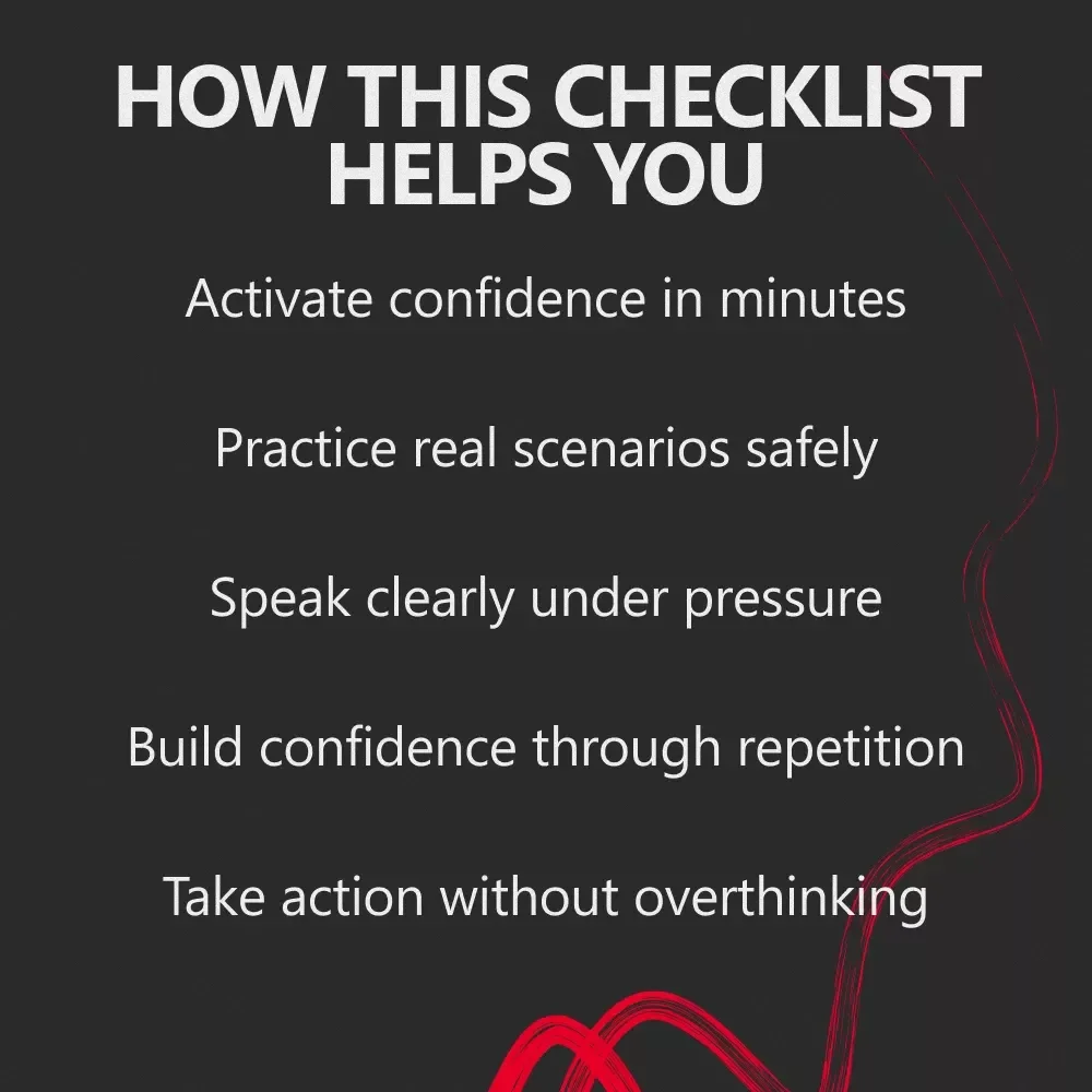Confidence on Demand – Instant Confidence Checklist for Real-Life Situations | Confidence Skills Practice with AI Scenarios