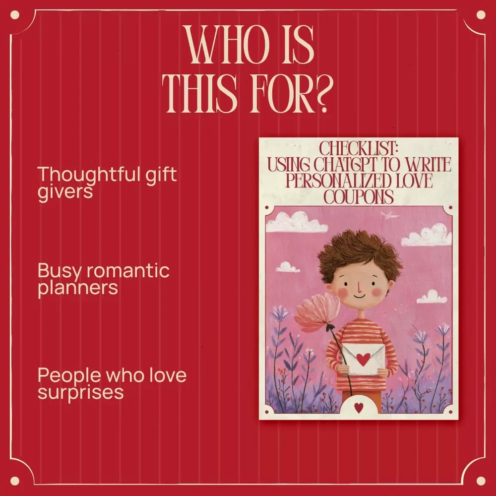 Checklist: Using ChatGPT to Write Personalized Love Coupons | Easy Digital Download for Romantic, Fun & Creative Gifts