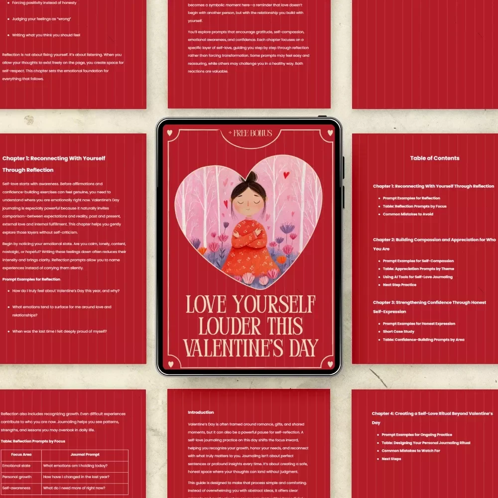 Love Yourself Louder This Valentine’s Day: A Self-Love Guide, Journal Prompts & Rituals eBook