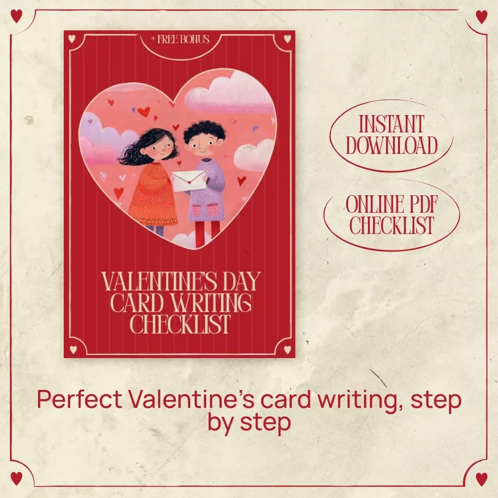 Valentine’s Day Card Writing Checklist | What to Write in a Valentine's Day Card | Digital Download Guide