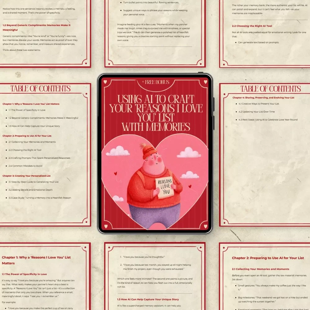 Using AI to Craft Your ‘Reasons I Love You’ List with Memories | Romantic Digital Guide for Personalized Love Notes