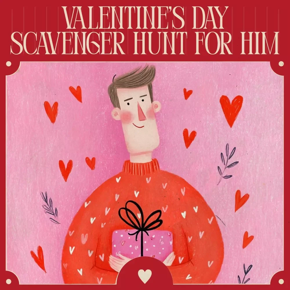 Valentine’s Day Scavenger Hunt for Him – Fun & Romantic Valentine's Day Scavenger Hunt Ideas for Him Checklist Digital Download