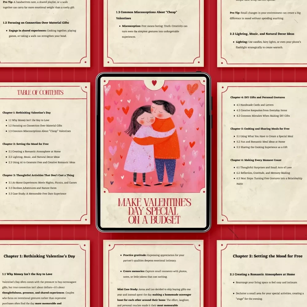 Make Valentine’s Day Special on a Budget: Ultimate Guide eBook on How to Make Valentine’s Day Special Without Spending Money