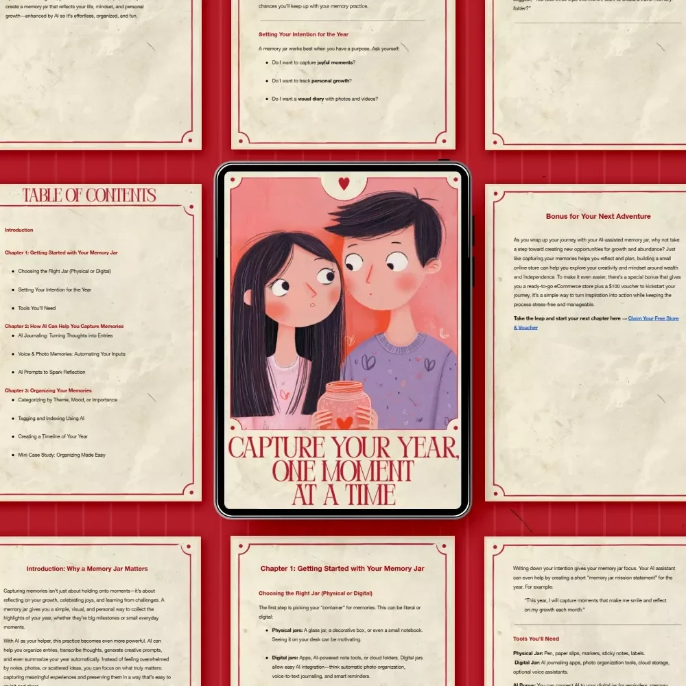 Capture Your Year, One Moment at a Time | AI Memory Jar eBook | ai that helps you create a memory jar for the next year | Digital Download
