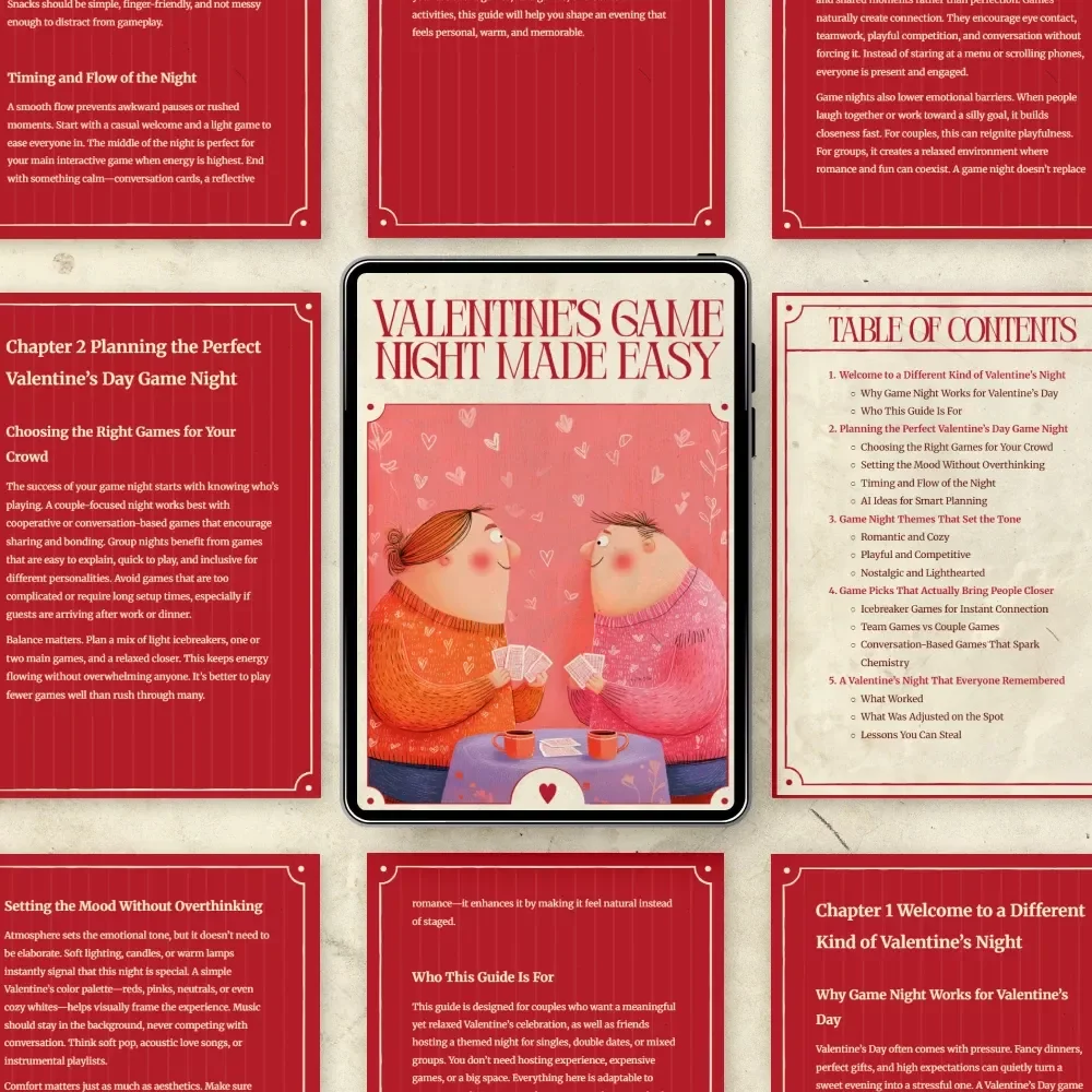 Valentine’s Game Night Made Easy – Romantic Game Night Guide, Valentine’s Day Games, Couple & Friends Game Night Planner, AI-Assisted Hosting Checklist