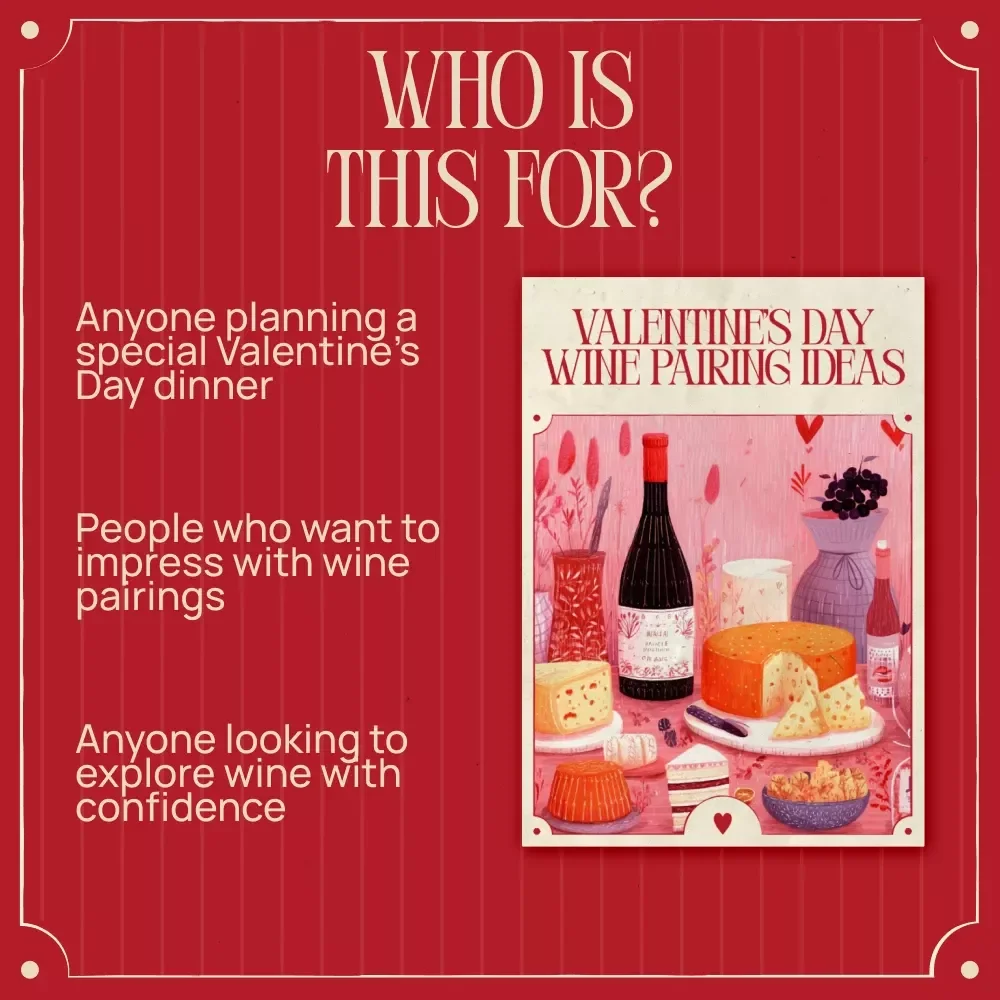 Valentine’s Day Wine Pairing Ideas – Romantic Wine Guide, eBook & Checklist for Chocolate, Cheese, Main Course, and AI Menu Planning