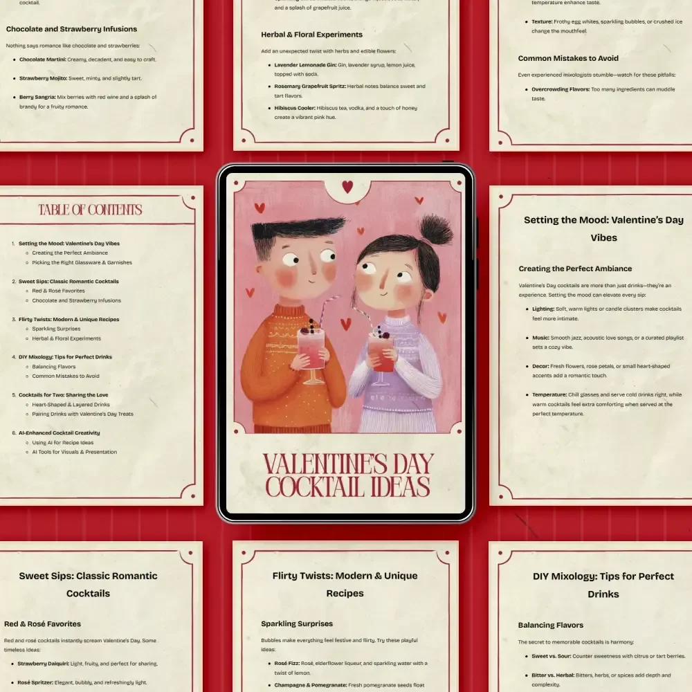 Valentine’s Day Cocktail Ideas | Romantic Ebook with valentine’s day cocktails ideas | Date Night & Party Drink Guide