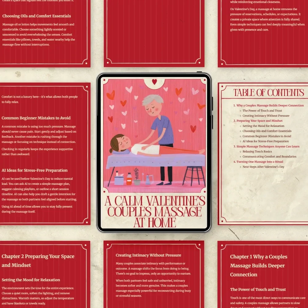 A Calm Valentine’s Couples Massage at Home – Digital Guide for Couples Massage, At-Home Relaxation Ritual, Romantic Valentine’s Day Experience