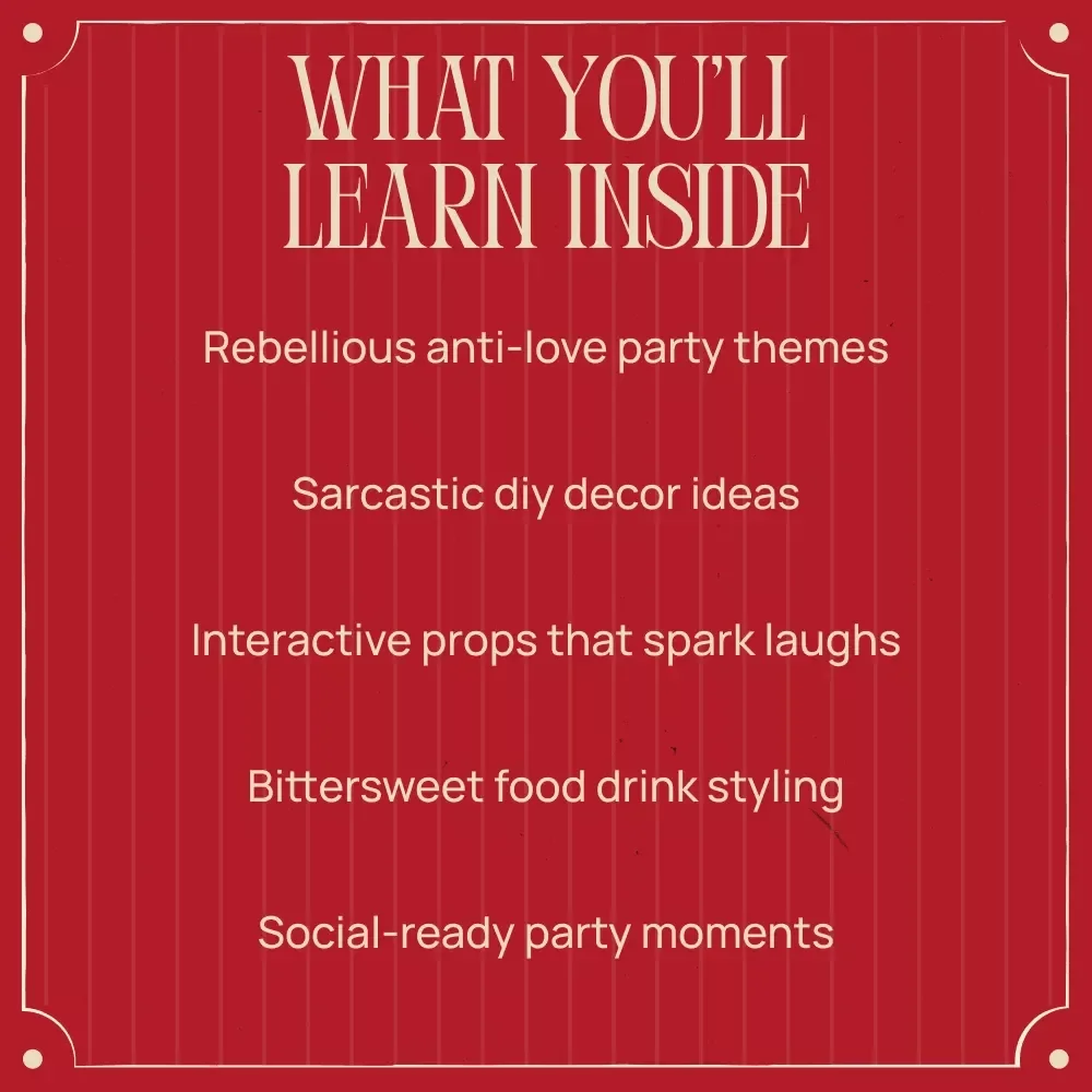 Anti-Valentine’s Day Party Decorations Ebook | Ultimate Guide to anti valentine's day party decorations for Singles, Friends & Bold Parties