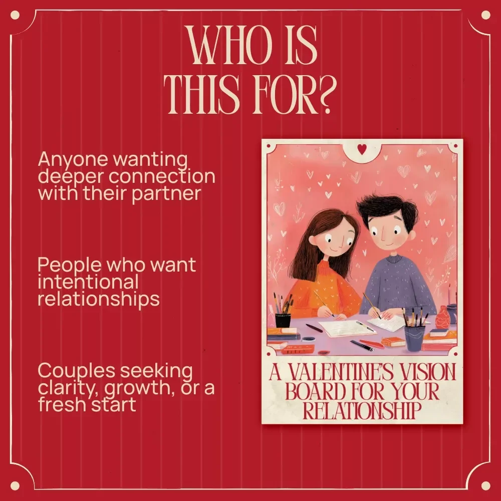 A Valentine’s Vision Board for Your Relationship – Digital Relationship Vision Board Guide, Couples Valentine’s Day Workbook, Love Goals & Communication Vision Board Download