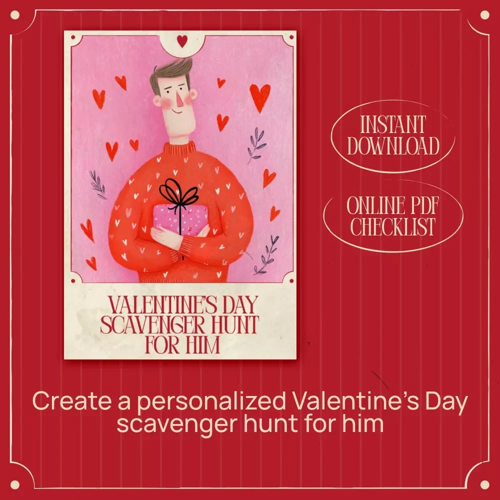 Valentine’s Day Scavenger Hunt for Him – Fun & Romantic Valentine's Day Scavenger Hunt Ideas for Him Checklist Digital Download