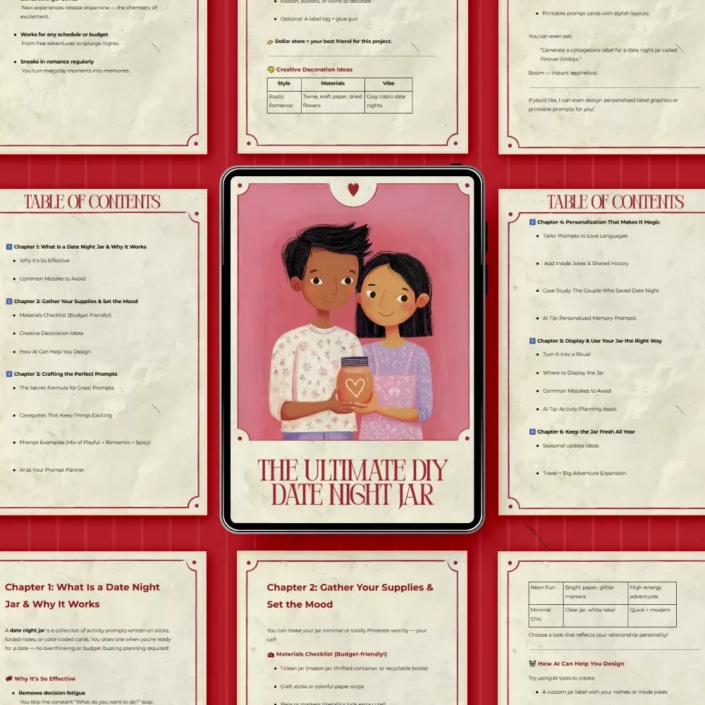 The Ultimate DIY Date Night Jar | Fun & Romantic Date Night Jar DIY with Fun Prompts | Printable Relationship eBook