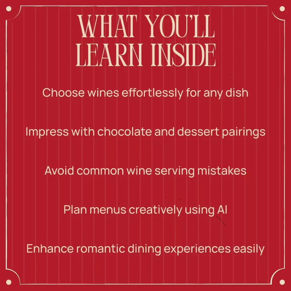 Valentine’s Day Wine Pairing Ideas – Romantic Wine Guide, eBook & Checklist for Chocolate, Cheese, Main Course, and AI Menu Planning