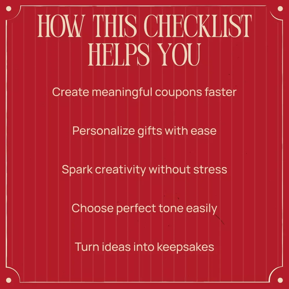 Checklist: Using ChatGPT to Write Personalized Love Coupons | Easy Digital Download for Romantic, Fun & Creative Gifts