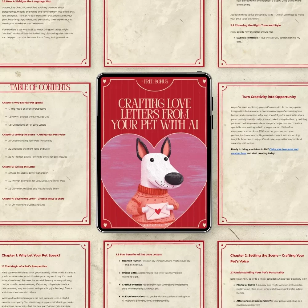 Crafting Love Letters from Your Pet with AI – Digital Guide to Use AI to Write a Love Letter from Your Pet, Cute Valentine & Gift Idea
