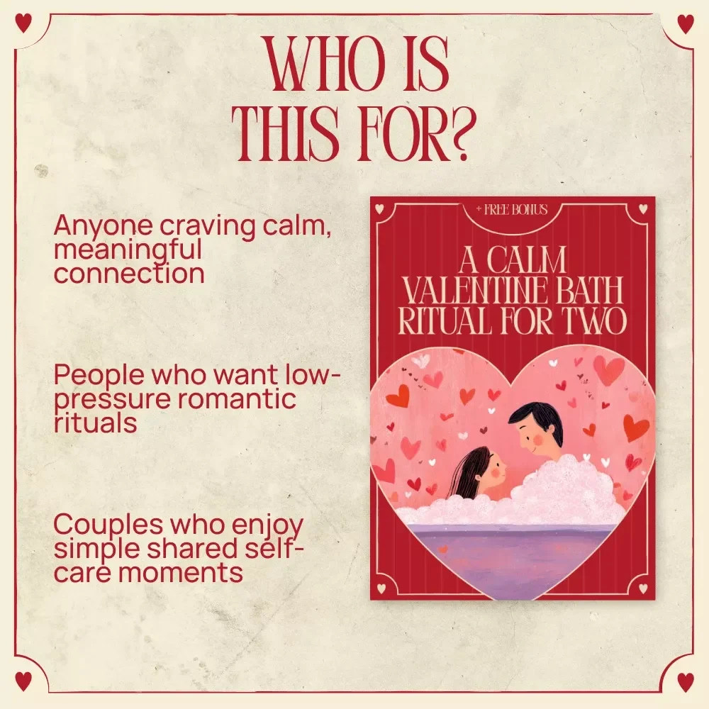 A Calm Valentine Bath Ritual for Two – Romantic Valentine’s Day Bath for Couples, Self Care Checklist, Digital Download Guide