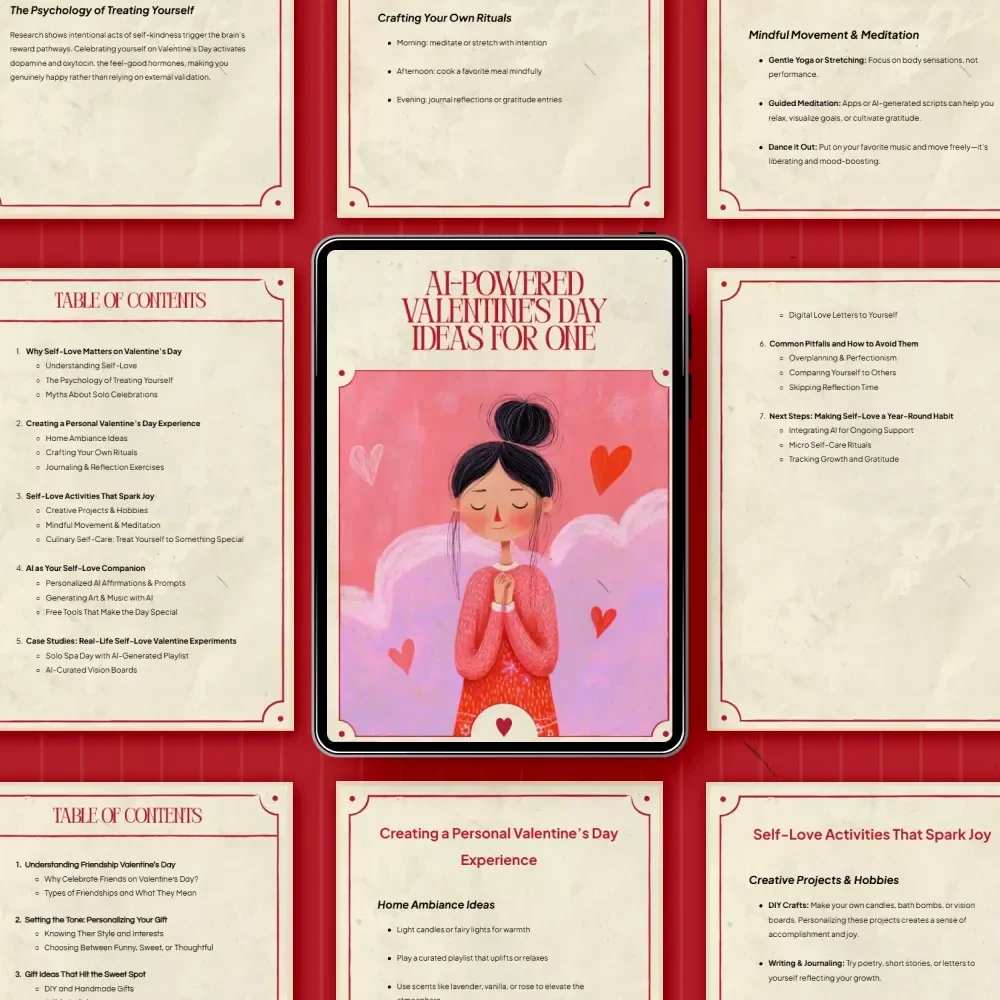 AI-Powered Valentine’s Day Ideas for One – Self Love Valentine’s Day Ideas with AI | Digital Ebook for Solo Celebration, Mindful Rituals & Personalized Self-Care
